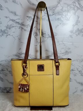 Dooney & Bourke Yellow Lexighton Tote w/Bag Charm